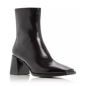 Jeffrey Campbell Sherpal Block Heel Black Leather Ankle Booties, Size 7